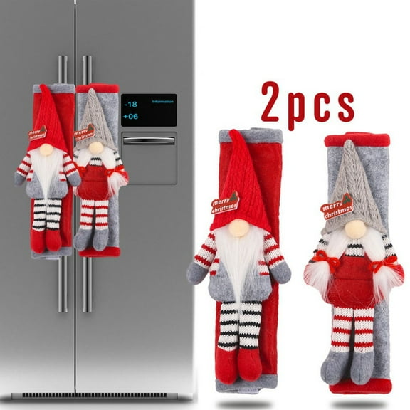 Christmas Refrigerator Door Handle Cover Set of 2, Cute Gnome Handle Cover Fridge Door Cover Handle Covers for Kitchen Christmas Decorations Handle Decorations