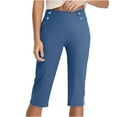 thumbnail image 6 of BXINGOHAI Capri Pants for Women 14" Knee Length Wide Leg Yoga Capris Dressy Casual Summer Crop Pants with Pockets Blue 3XL, 6 of 8