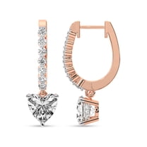 Diamond Dangle Earring | 4 Carat IGI Certified Heart Shape Lab Grown Diamond Dangle | 18K in Rose Gold | Elara Dangling Lab Diamond Earrings | FG-VS1-VS2 Quality | Friendly Diamonds