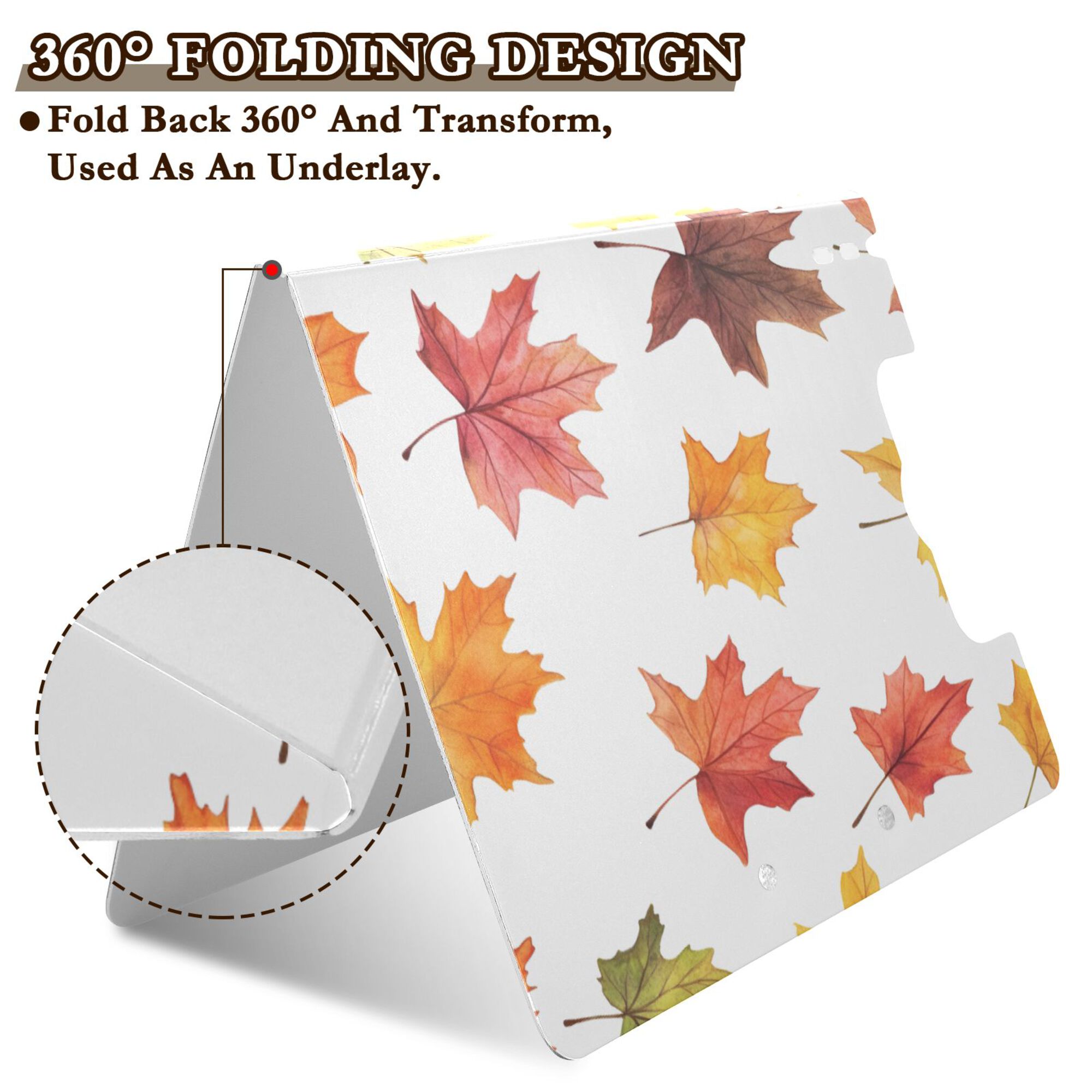 FORMRS A4 Clipboard Folder with Pen Holder Horizontal Foldable School Office Binder, White Autumn Leaves