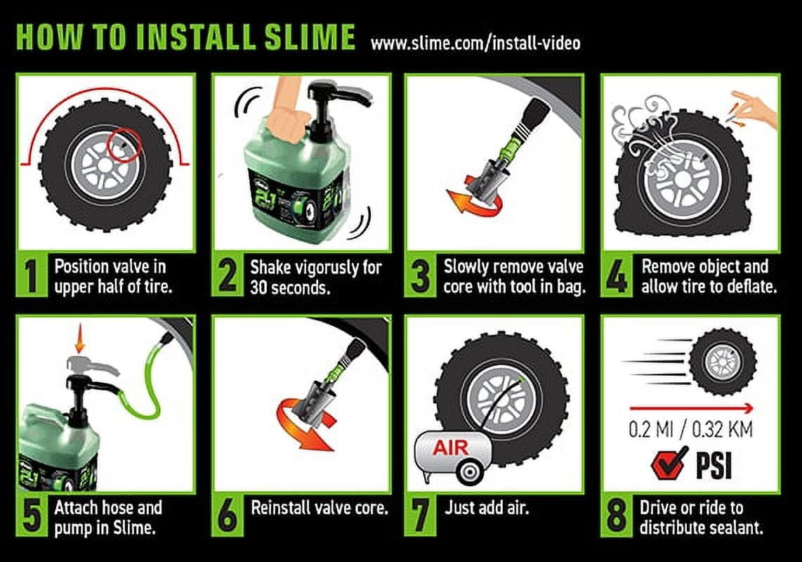 (2 pack) Slime 2-in-1 Tire and Tube Sealant, 1 Gallon - 10195