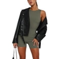 thumbnail image 4 of xiaxaixu Justaucorps pour Femmes Été Court Moulant Combinaison Couleur Unie Sans Manches Col Rond Justaucorps Ajusté, 4 of 7