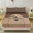 thumbnail image 5 of SEANATIVE Twin Size 3 Piece Bed Sheet Set with 1 Fitted Sheet and 2 Pillowcases, Soft Comfortable Stretch Bed Covers Mattress Protector for Bedroom Decor, Golden Retriever Dog Paw Brown, 5 of 7
