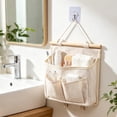 thumbnail image 4 of Wall Hanging Storage Bag,Large Capacity Multi-Pocket Canvas Wall Organizer for Over The Door | Closet Storage Pouch with Hang Rope | Perfect for Bathroom Kitchen & Bedroom,White, 4 of 7