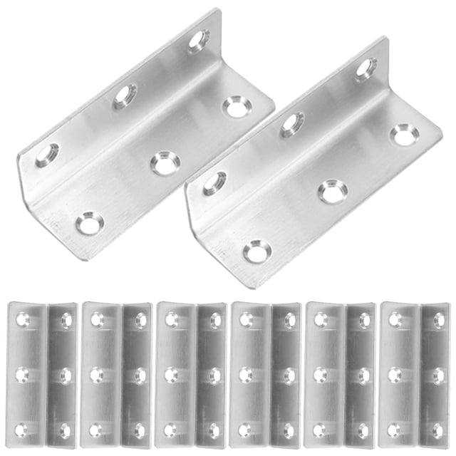 Minkissy 8Pcs L Shaped Right Angle Bracket Silver Stable Connection For Furniture