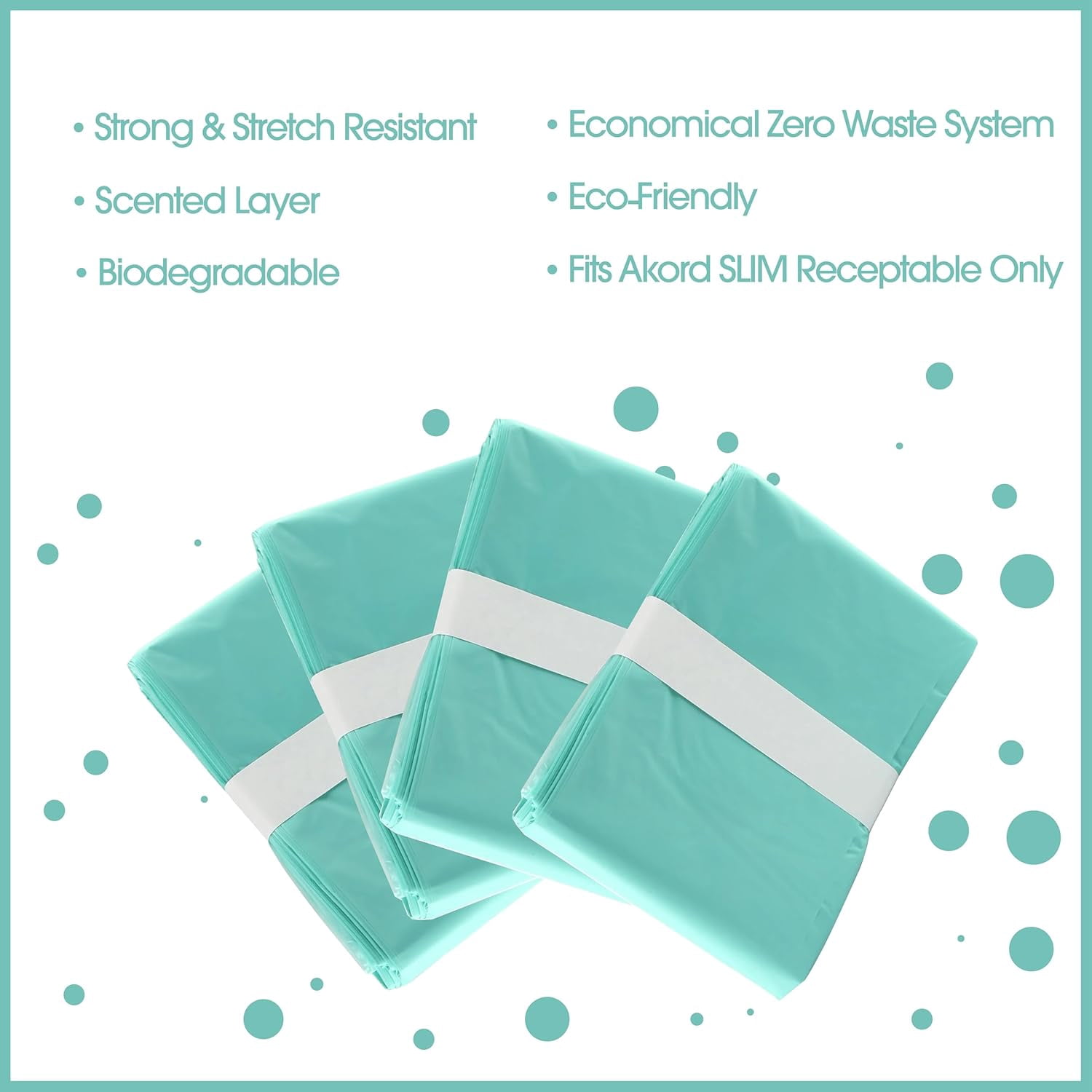 Adult Diaper Pail Liner Refills, 8 Pack – Compatible with Janibell Akord 280 Slim, Extra-Long Odor-Resistant Incontinence Bags, Plant Scent