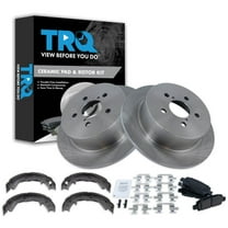 TRQ Rear Brake Pad & Rotor Kit Brake Pads Brake Rotor Parking Brake Shoe Set Ceramic Fits Select 2008-2009 Subaru Legacy