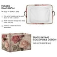 thumbnail image 3 of WOBOGO Vintage Rose Square Storage Basket with Waterproof Canvas and PE Lining Durable PU Leather Handles 14.2×10.2×8.3in, 3 of 9