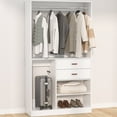 thumbnail image 6 of Homieasy Freestanding Closet System with Suitcase Storage, 40 Inches Stand-alone Wardrobe with 2 Wood Drawers, 80'' Height Adjustable Cloth Garment Rack, Walk-in Closet with Hanging Rod, White, 6 of 8