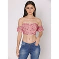 thumbnail image 1 of HERE&NOW Women's Printed Off Shoulder Cute Tube Top Short Puff Sleeves High Waist Casual Wear Summer Crop Top, 1 of 7