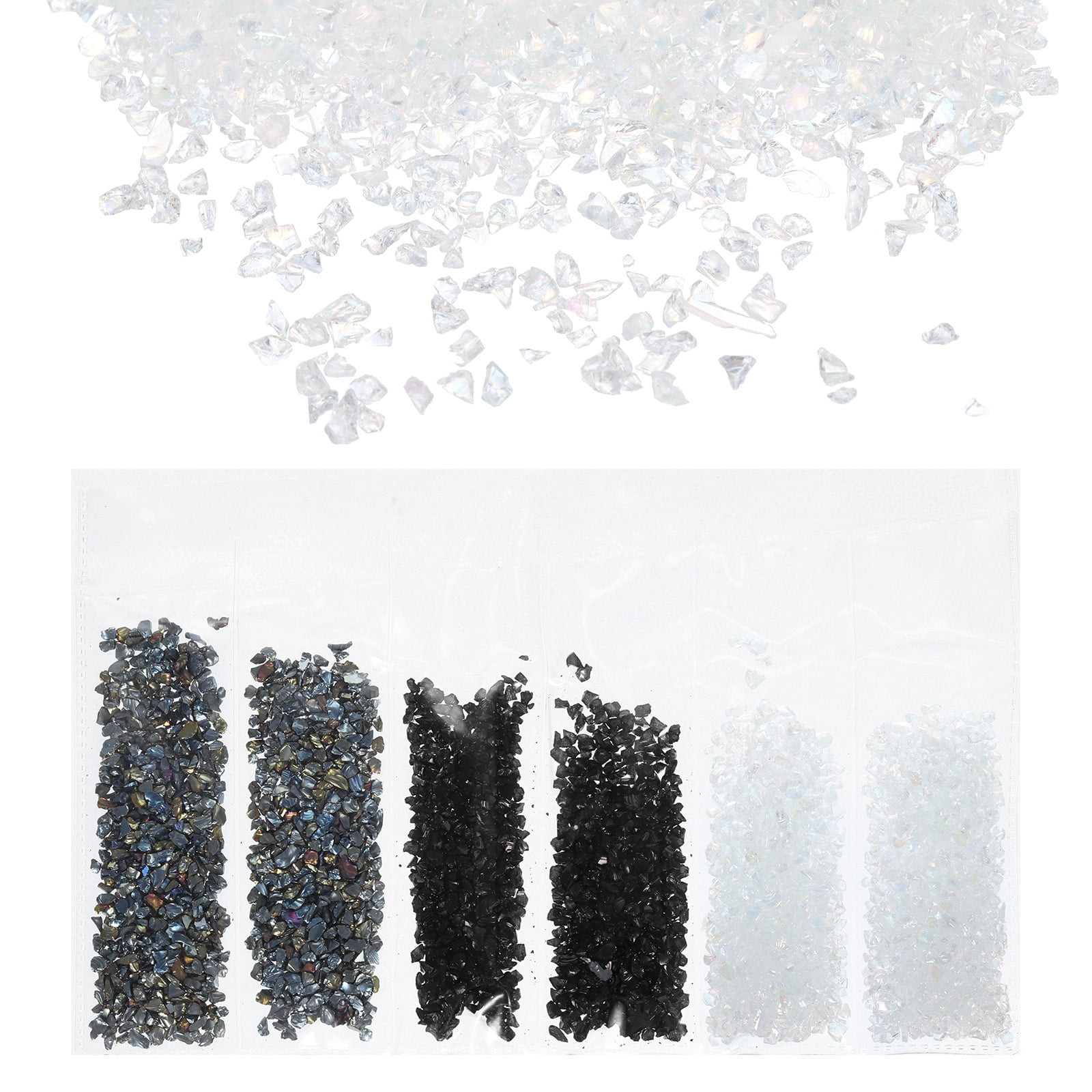 Crushed Glass Chips 1-3mm 3 Colors Irregular Chips for Resin Filler
