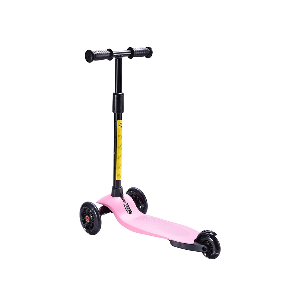 HighTech Mega GlideKick 3-Wheel Foldable Scooter With Lightup Wheels & Extendable T-Bar - Pink