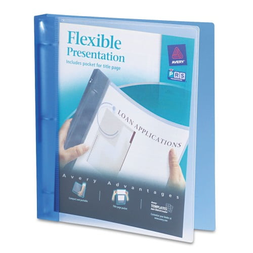 New Avery Flexible View Binder with Round Rings, 3 Rings, 1' Capacity, 11 x 8.5, Blue,Each