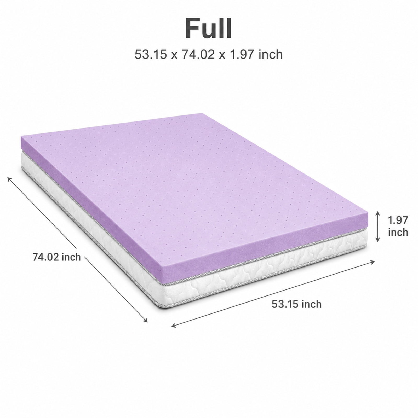 Alvantor 2 Inch Gel Memory Foam Mattress Topper, Ventilated Soft Pressure Relieve Mattress Pad, Breathable Bed Topper, Home Essential, Suitable for All Ages, Purple