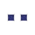 thumbnail image 3 of 1.5 Ct Princess Cut Studs Blue Tanzanite 14K White Solid Solid Gold Everyday Dainty Earrings Push Back, 3 of 7