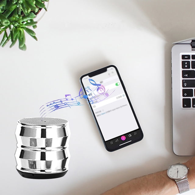 Altavoz Bluetooth, minialtavoz Bluetooth 5.0 de metal, práctico altavoz exterior con conector de audio pequeño y micrófono incorporado.