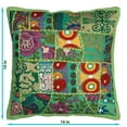 thumbnail image 3 of Stylo Culture Indian Chair Seat Throw Pillow Covers 16 x 16 Vintage Patchwork Parrot Green Bohemian 40x40 cm Home Decor Cotton Floral Square Cushion Covers | Set Of 2, 3 of 4