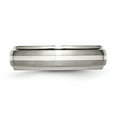 thumbnail image 3 of Chisel Titanium Brushed Center with Sterling Silver Inlay 6mm Ridged Edge Band, 3 of 7
