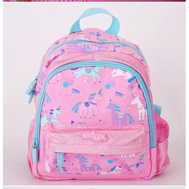 Mochila Smiggle australiana genuina con unicornio rosa y blanco, mochila de papelería para estudiantes, bolsa para el almuerzo, taza de agua, regalo para estudiantes
