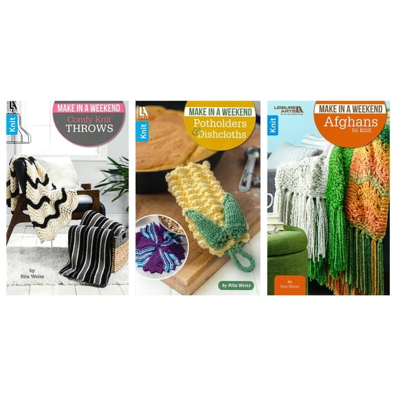 Leisure Arts Make In Weekend Knit Bk Collection3pc