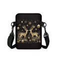 thumbnail image 2 of Psesaysky Cross Body Bags Golden Christmas Reindeer 2 Zippers Crossbody Wallet for Travel, Stretch Polyester Adjustable Lightweight Passport Purse, 2 of 8