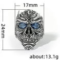 thumbnail image 5 of Exotic Skull Ring: Blue Eyes, Aluminum Alloy, Electroplated, Inlaid Design, High-Quality Fashion Ring for Men, 5 of 5