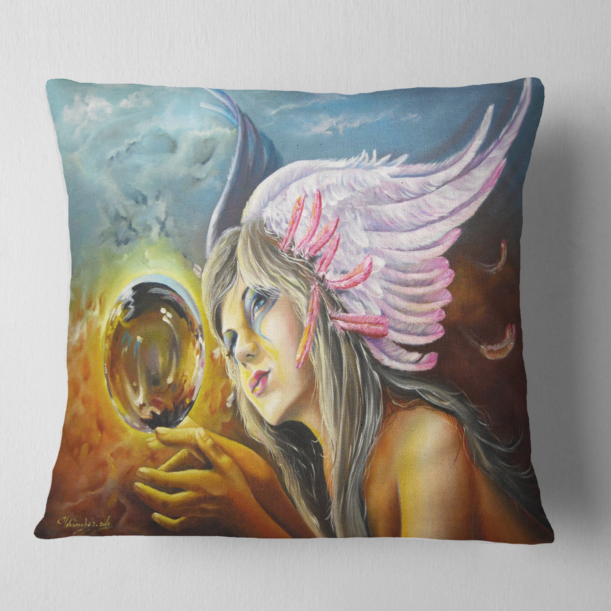 Designart Birth of an Idea - Abstract Throw Pillow - 16x16