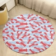 thumbnail image 2 of Lobsters on Light Blue Stripes Round Area Rugs for Bedroom Living Room, 2FT Soft Comfy Indoor Circle Carpets, Carpet Home Decor Floor Mat, 2 of 6