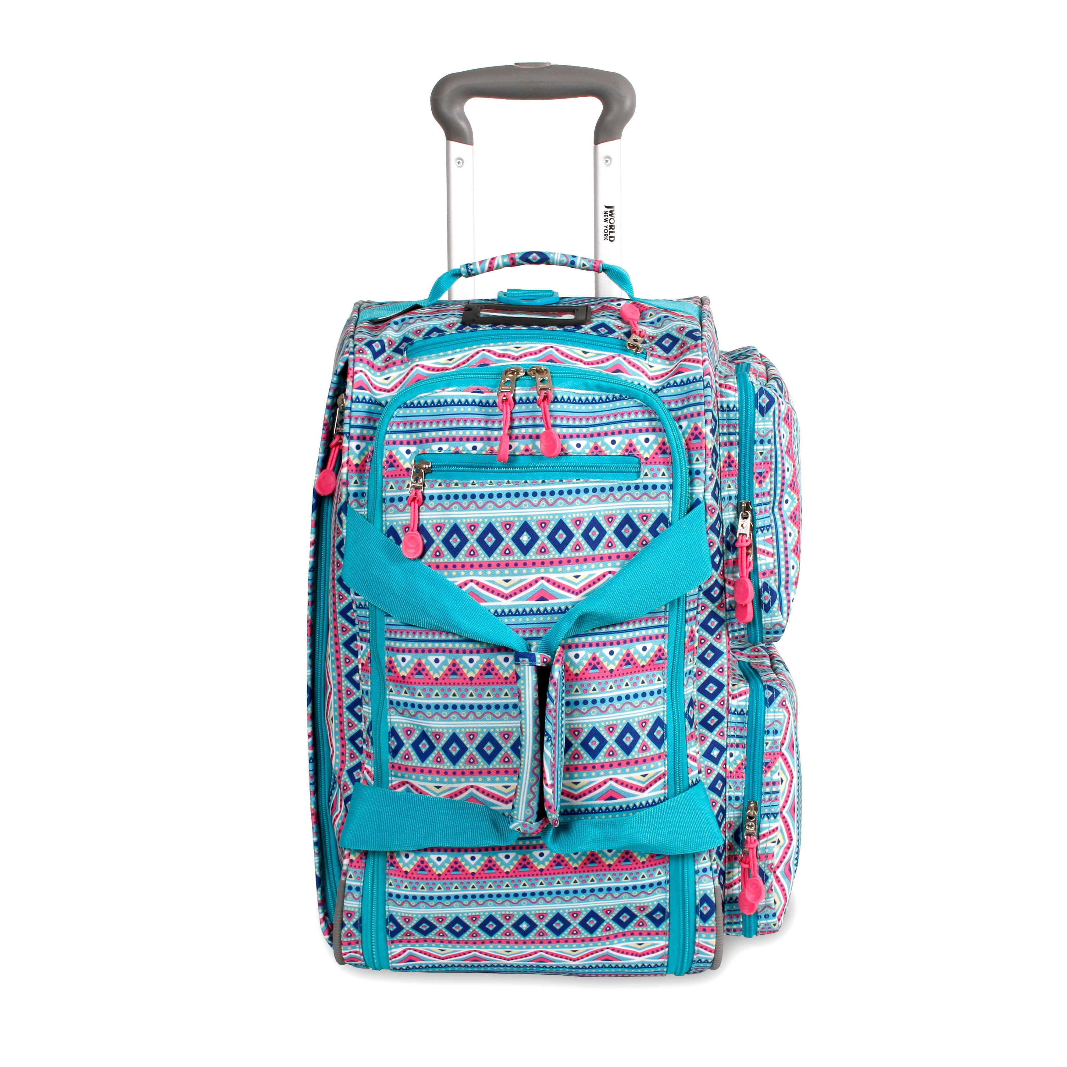 J World Duane Rolling Duffle Bag, Mint Tribal