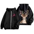 thumbnail image 4 of WEAIXIMIUNG Sweat à Capuche Zippé pour Femmes Mode Imprimé Cerf Leaping Manches Longues Poche Cordon Décontracté Sport, 4 of 6