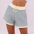thumbnail image 6 of CALAFEBILA Shorts for Women Striped Casual Summer Knit Shorts Women Drawstring Comfy Shorts, 6 of 6