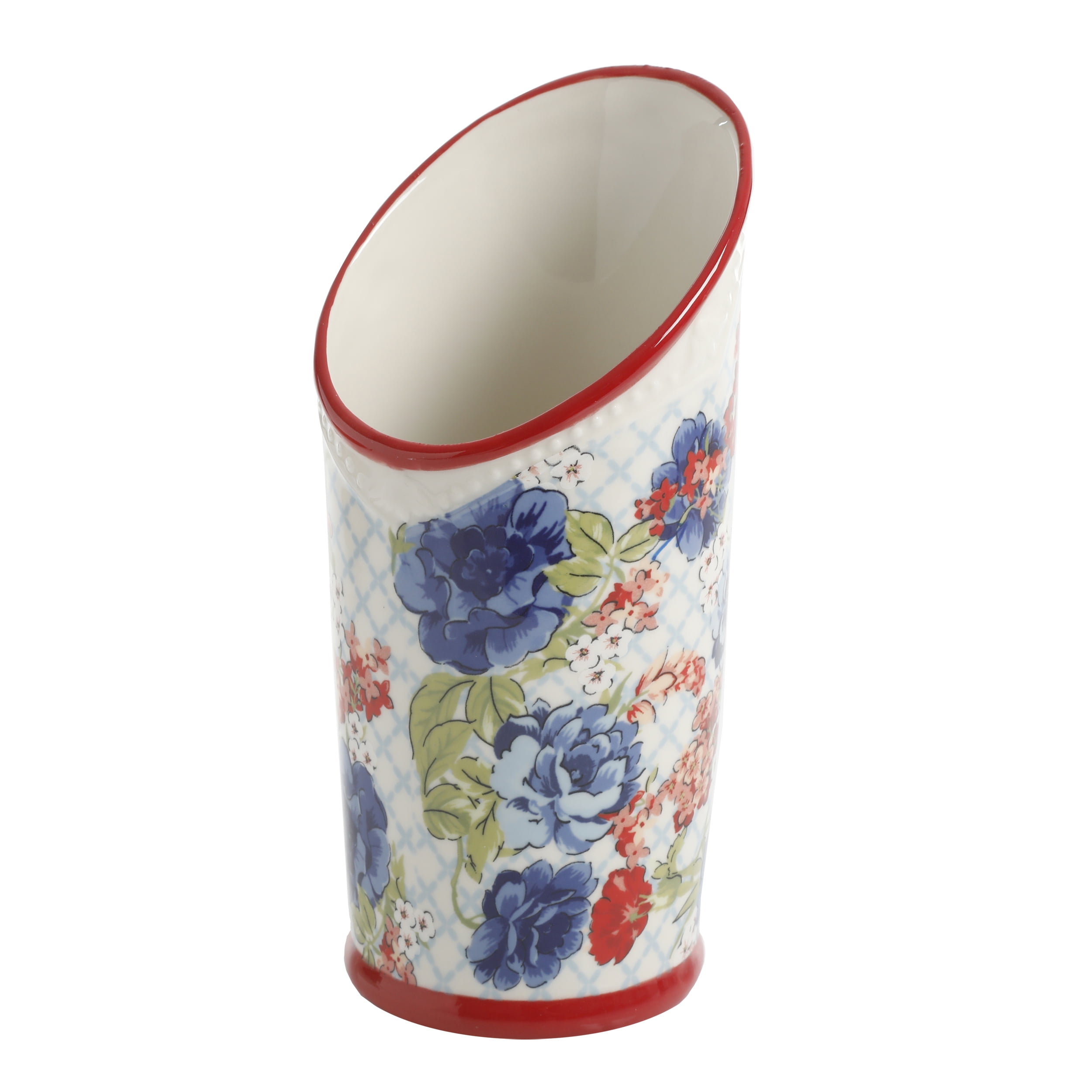 The Pioneer Woman Floral Medley 3 Compartment Utensil Holder Walmart Com Walmart Com