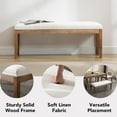 thumbnail image 3 of chairus Padded Entryway Bench Linen Upholstered Dining Table Benches Farmhouse Shoe Bench Seat for Hallway Bedroom End of Bed Vintage 45.5" Wooden Leg Benches for Kitchen Restaurant Window, Beige, 3 of 9