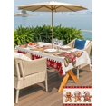 thumbnail image 4 of Outdoor Tablecloth with Umbrella Hole and Zipper, Gingerbread Christmas Rectangle Table Cloth 60x84 Inch Waterproof Tablecloth, Red Snowflake Golden Winter Xmas Picnic Table Cover for Patio Camping, 4 of 7