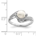 thumbnail image 5 of 925 Sterling Silver Rhodium Plated Diamond and Freshwater Cultured Pearl Ring Size 8, 5 of 6
