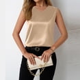 thumbnail image 5 of Women's Satin Tank Top, V Neck Casual Camisole Sleeveless Blouse for Summer Basic Wear and Layering,Champagne,M, 5 of 6
