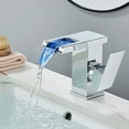 thumbnail image 4 of LED Bathroom Sink Faucet Waterfall Single Hole Vanity Faucet Vessel Mixer Tap Chrome, 4 of 10