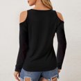 thumbnail image 6 of Scyoekwg Long Sleeve Shirts for Women V-Neck Crochet Lace Trim Cold Shoulder Tops Solid Color Women Blouses Trendy Dressy Casual Blouses Lightweight Pullover (Black,XXL), 6 of 6