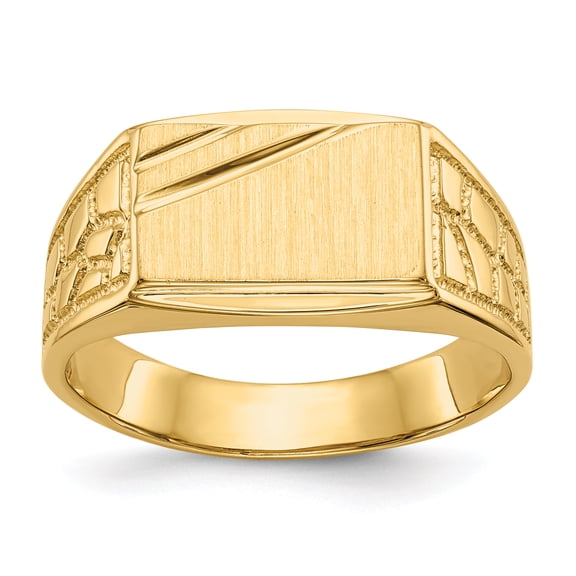 14k Yellow Gold Solid Polished Mens Signet Ring Size 10 Ring for Men - 6.7 Grams