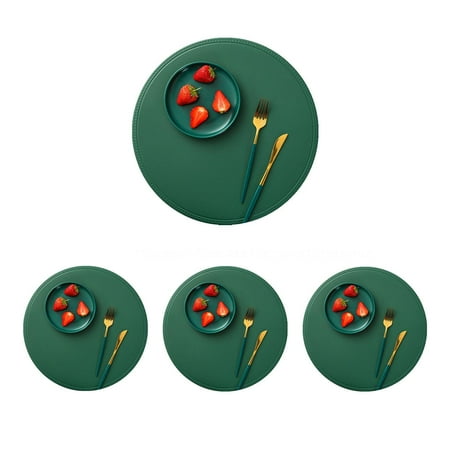 

Placemat Round Placemats Set of 4 for Dining Home Table Round PU Leather placemat Kitchen Table Mats 15 Inch Easy to Care