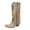 Khaki, variant on PEASKJP Boots for Women Mid Calf Chunky Heels Patent Leather Boots,Gray 37