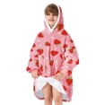 thumbnail image 4 of Kids Oversized Wearable Blanket Hoodie Sweatshirt with Deep Pockets for Boys Girls One Size 4-14 Strawberry, 4 of 6