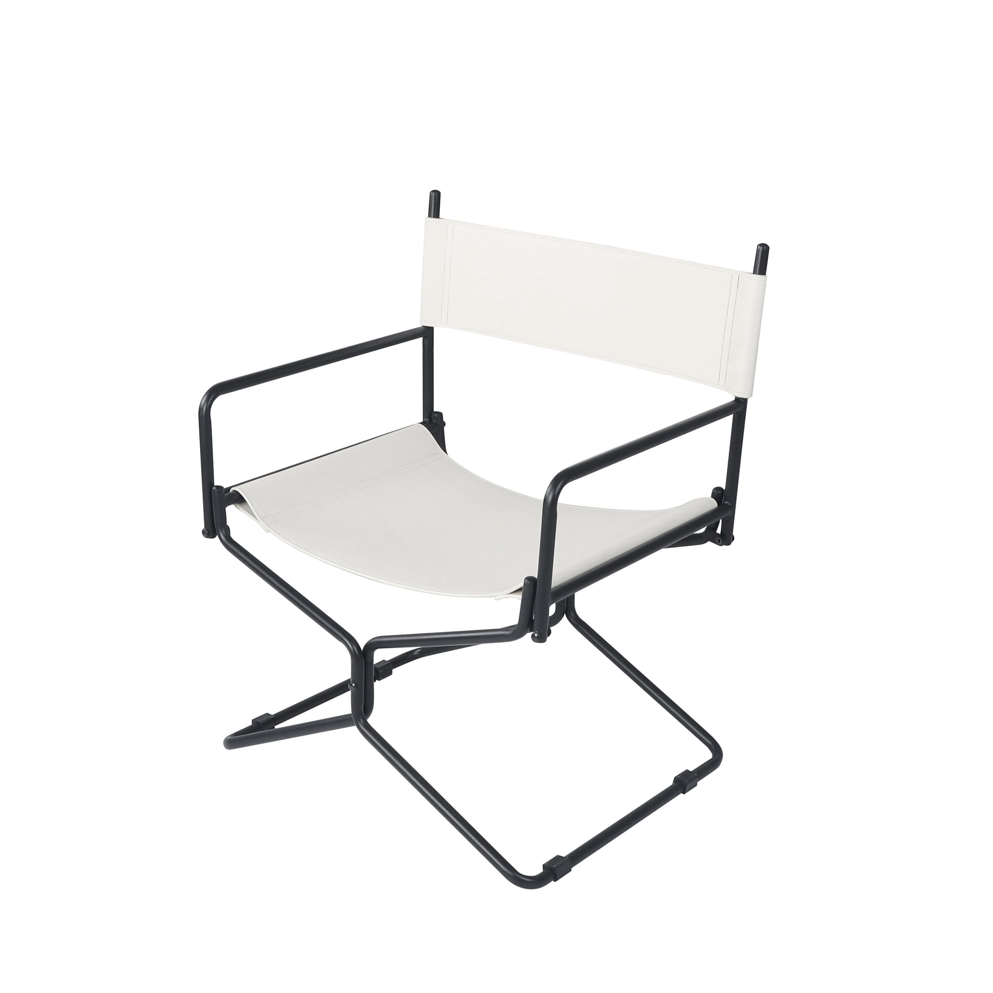 Aukfa Leather Folding Director Chair, Portable Outdoor Chair for Patio Camping, White