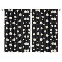 Minimalist Floral Curtains, 84 Inch Long Rod Pocket Drapes for Living Room or Bedroom, 2 Panels, Room Darkening Fabric