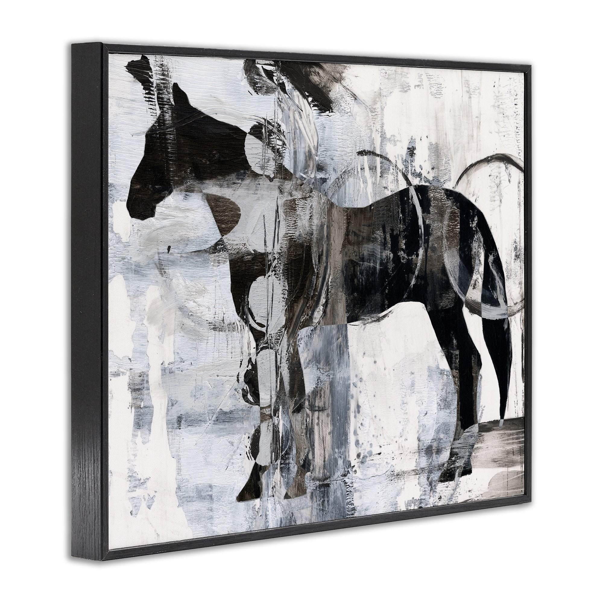 Stupell Industries Horse & Abstract Circles Animals & Insects Painting Black Framed Art Print Wall Art, 20 x 16