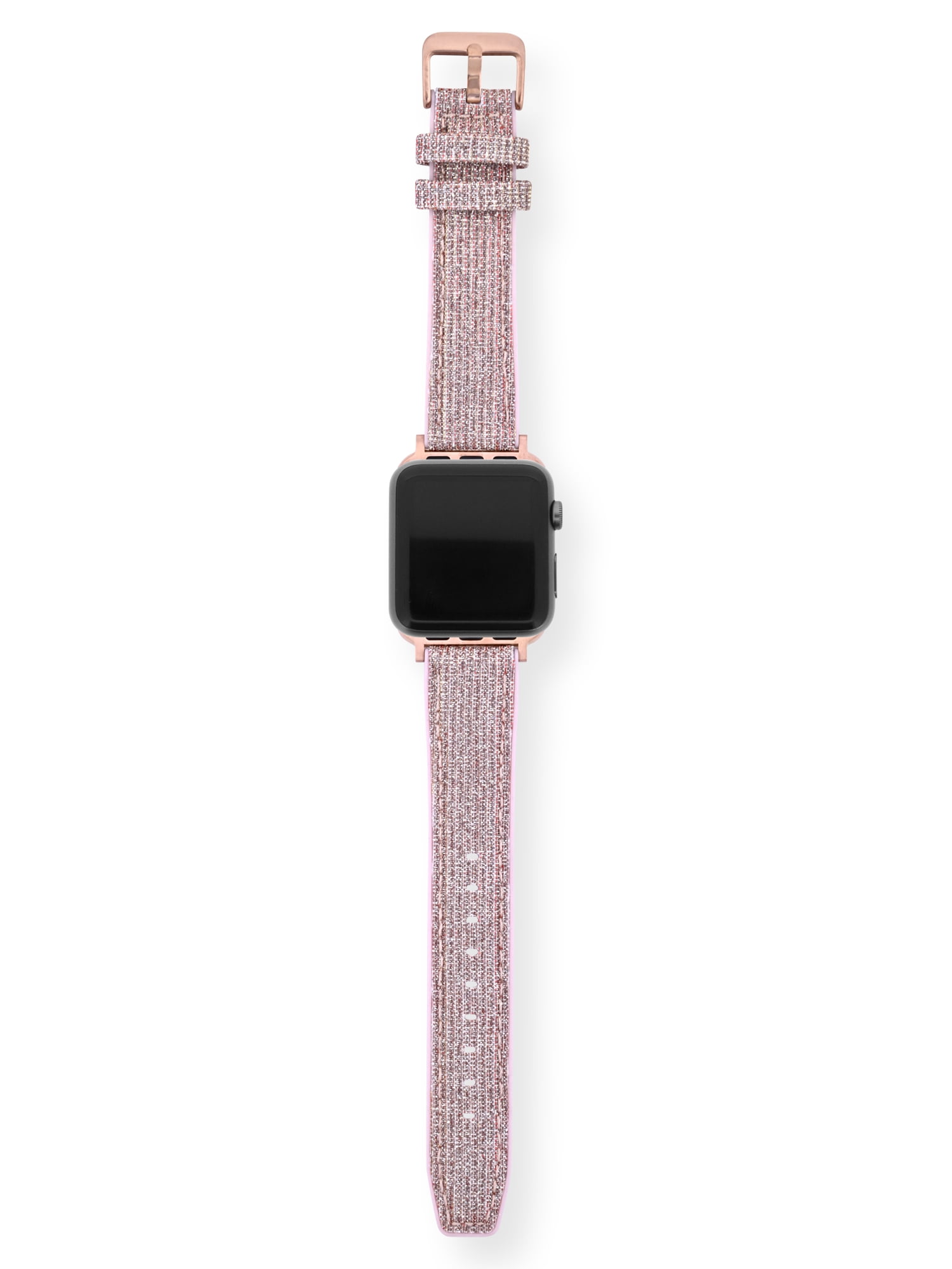 Adult Ladies Blush Gliiter Nylon 2 Pice Silicone Replacement Strap. 38-41MM