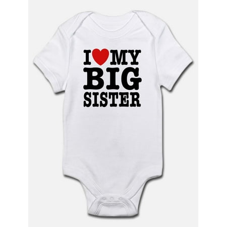 CafePress - I Love My Big Sister Infant Bodysuit - Baby Light Bodysuit