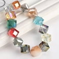 thumbnail image 2 of U8MO 10pcs 9mm Diagonal Hole Cube Faceted Crystal Glass Loose Beads for DIY Jewelry-Jade Half Wine, 2 of 8