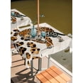 thumbnail image 3 of Square Outdoor Tablecloth With Umbrella Hole And Zipper– Watercolor Animal Waterproof Patio Table Cover for Party, Picnic, Backyard, 54"x54" , Retro Stitching Leopard Print Brown, 3 of 8