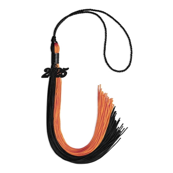 Endea Graduation Black/Orange Graduation Tassel with Black Date Drop